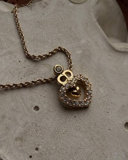Authentic Dior Crystal Heart Necklace
