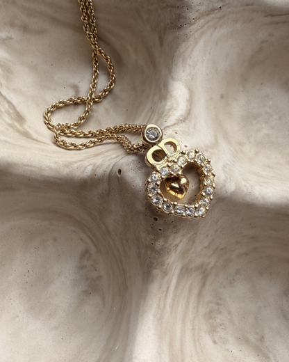 Authentic Dior Crystal Heart Necklace