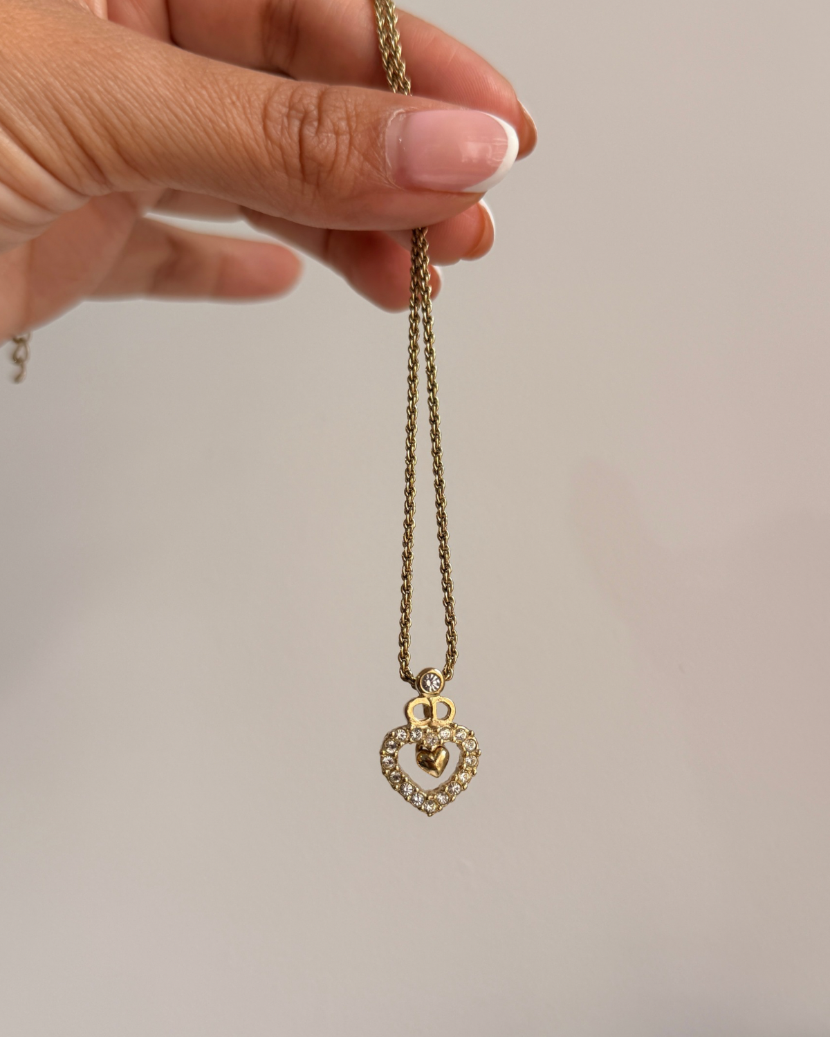 Authentic Dior Crystal Heart Necklace