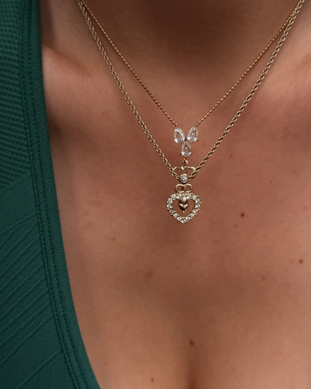 Authentic Dior Crystal Heart Necklace