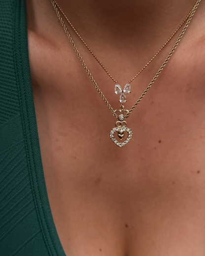 Authentic Dior Crystal Heart Necklace