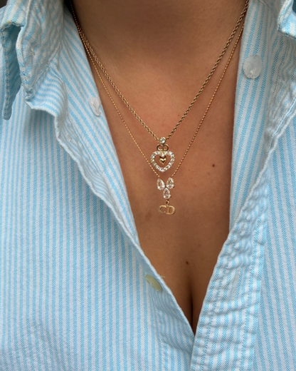 Authentic Dior Crystal Heart Necklace