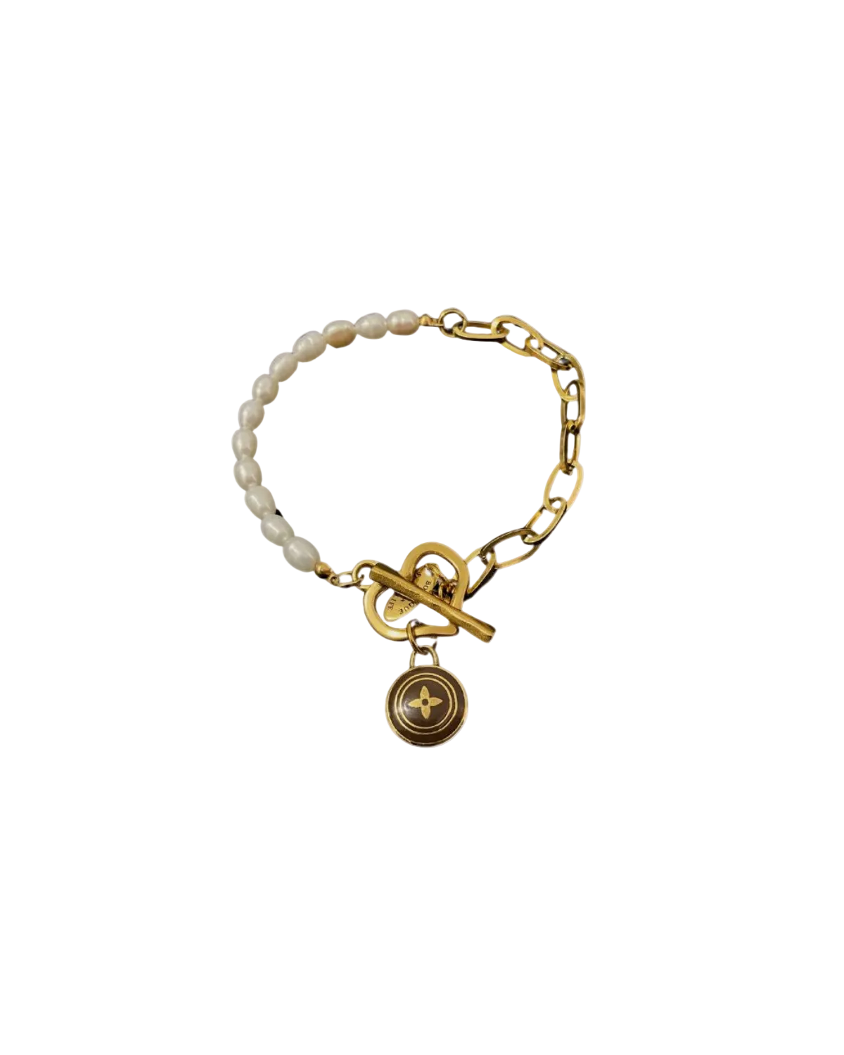 Authentic Louis Vuitton Pastilles Nude Pastel Pendant- Pearls Bracelet