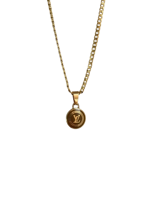 Authentic Louis Vuitton Logo Sienna Pendant -  Necklace