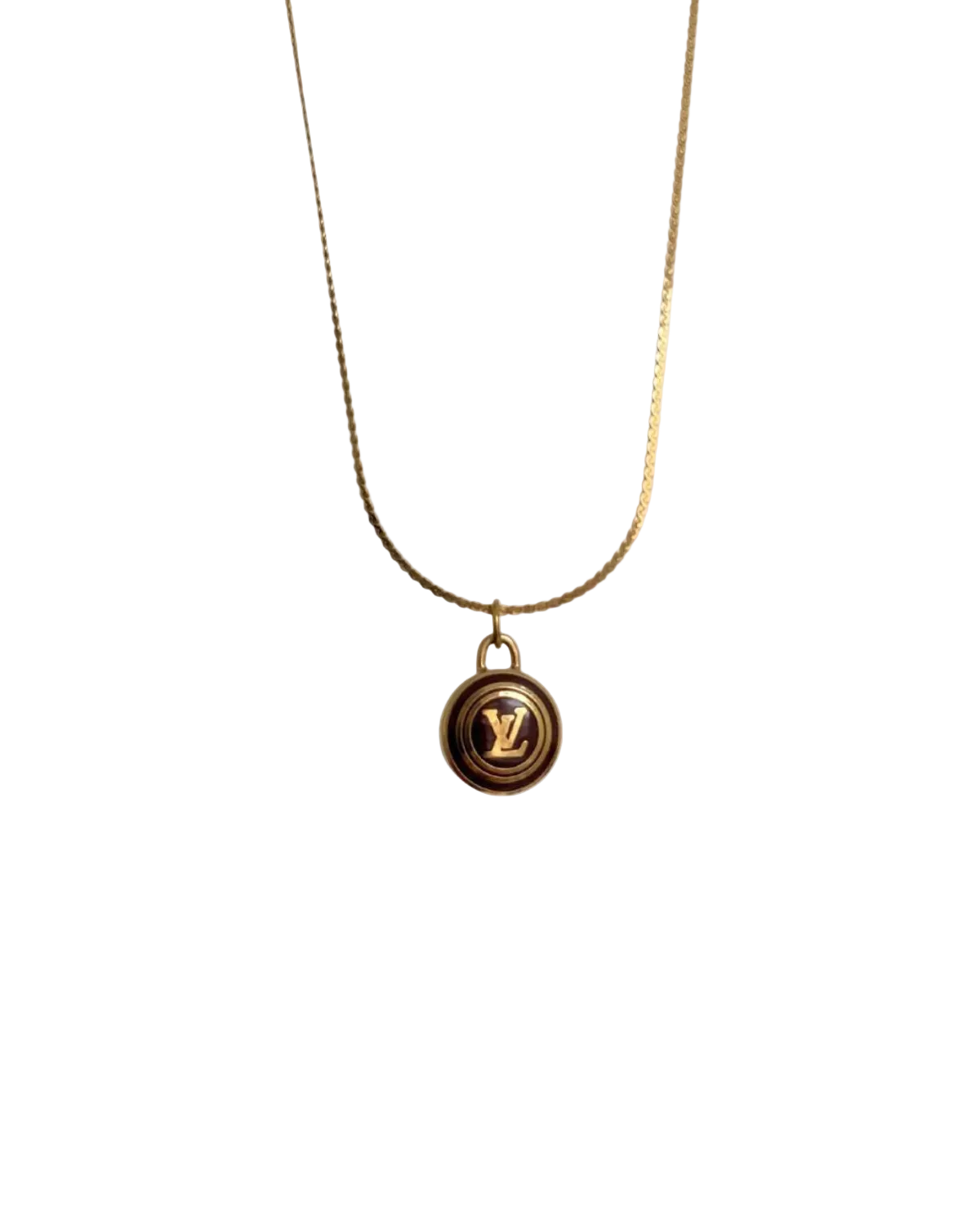 Authentic Louis Vuitton Nude Logo Chocolate Pendant Necklace