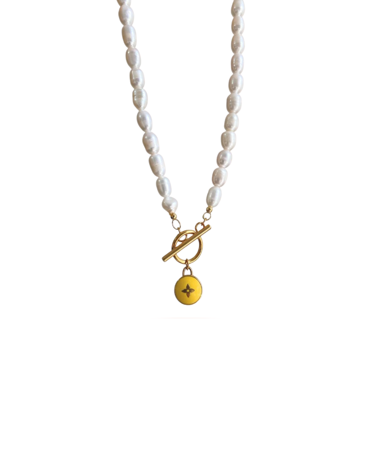 Authentic Louis Vuitton Pendant Yellow Pastilles- Pearls Necklace