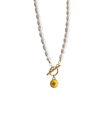 Authentic Louis Vuitton Pendant Yellow Pastilles- Pearls Necklace