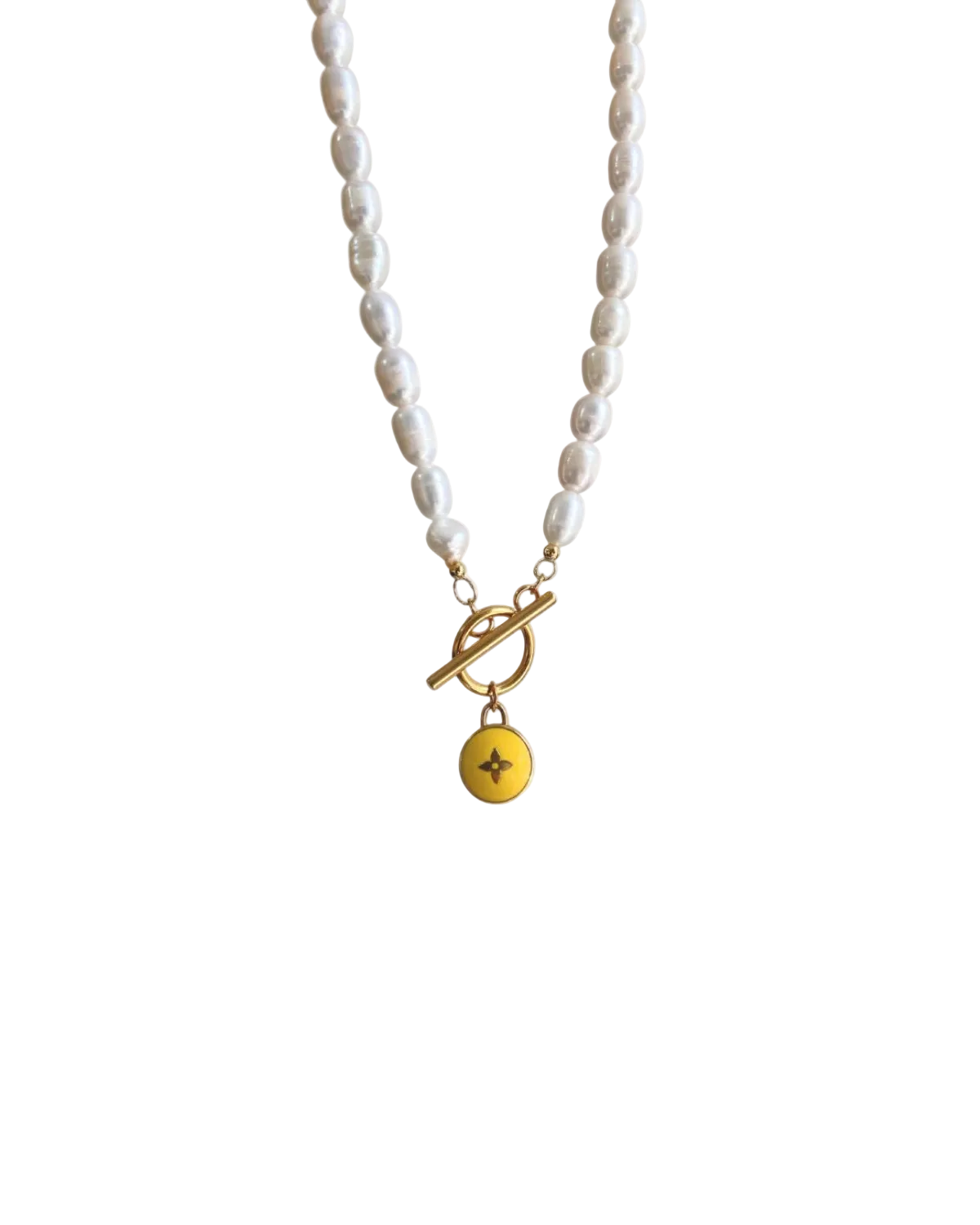 Authentic Louis Vuitton Pendant Yellow Pastilles- Pearls Necklace