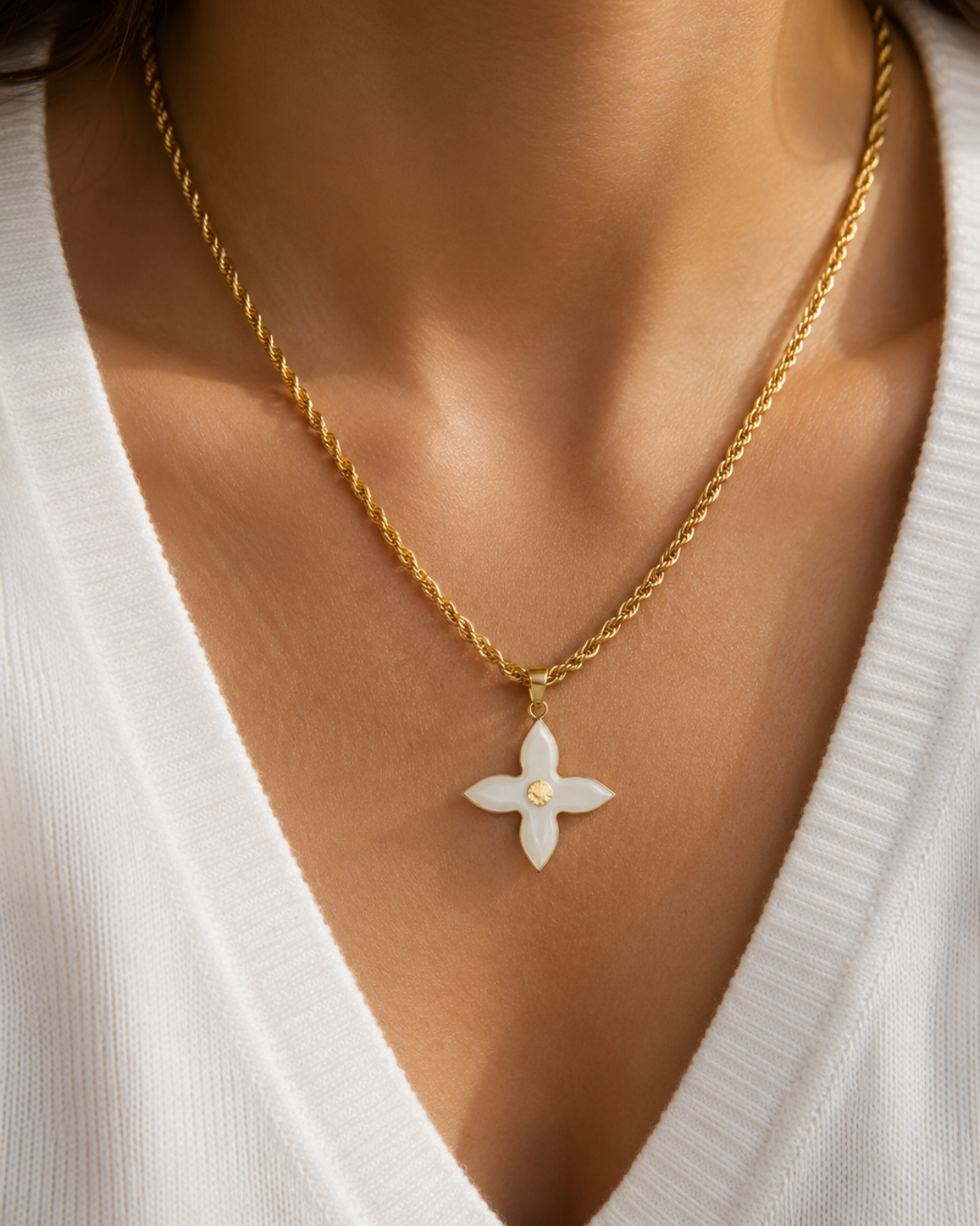 Authentic Louis Vuitton White Pendant- Two Necklace