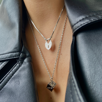 Mini Authentic Dior Dice Rhinestone Logo Pendant- Reworked Necklace