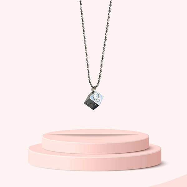 Mini Authentic Dior Dice Rhinestone Logo Pendant- Reworked Necklace