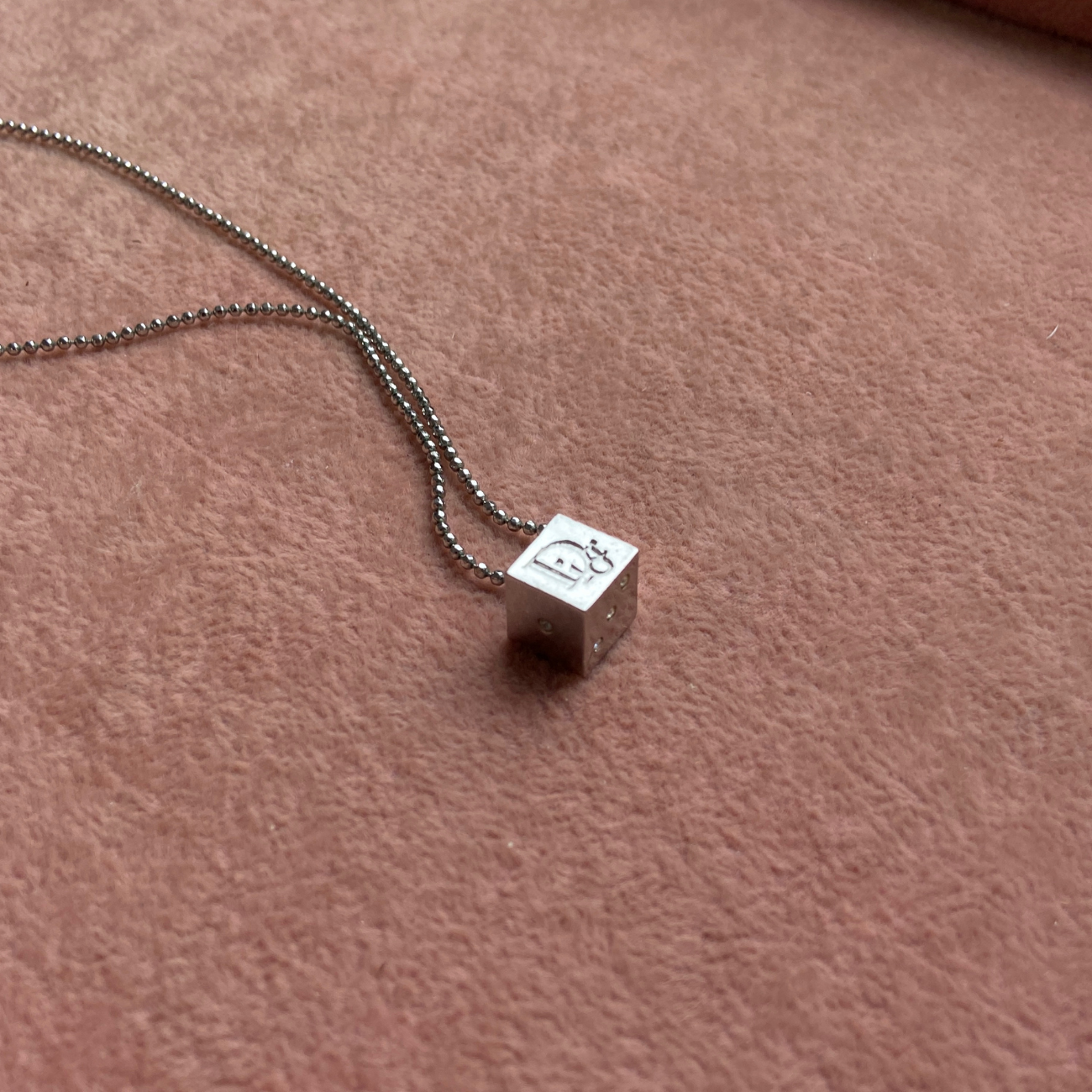 Mini Authentic Dior Dice Rhinestone Logo Pendant- Reworked Necklace
