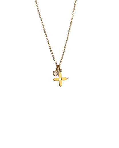 Authentic Louis Vuitton Flower Pendant- Necklace Rhinestone