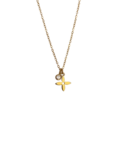 Authentic Louis Vuitton Flower Pendant- Necklace Rhinestone