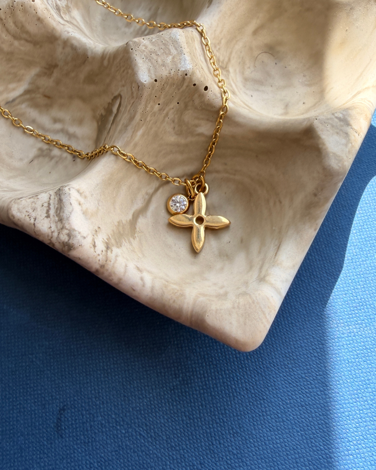Authentic Louis Vuitton Flower Pendant- Necklace Rhinestone