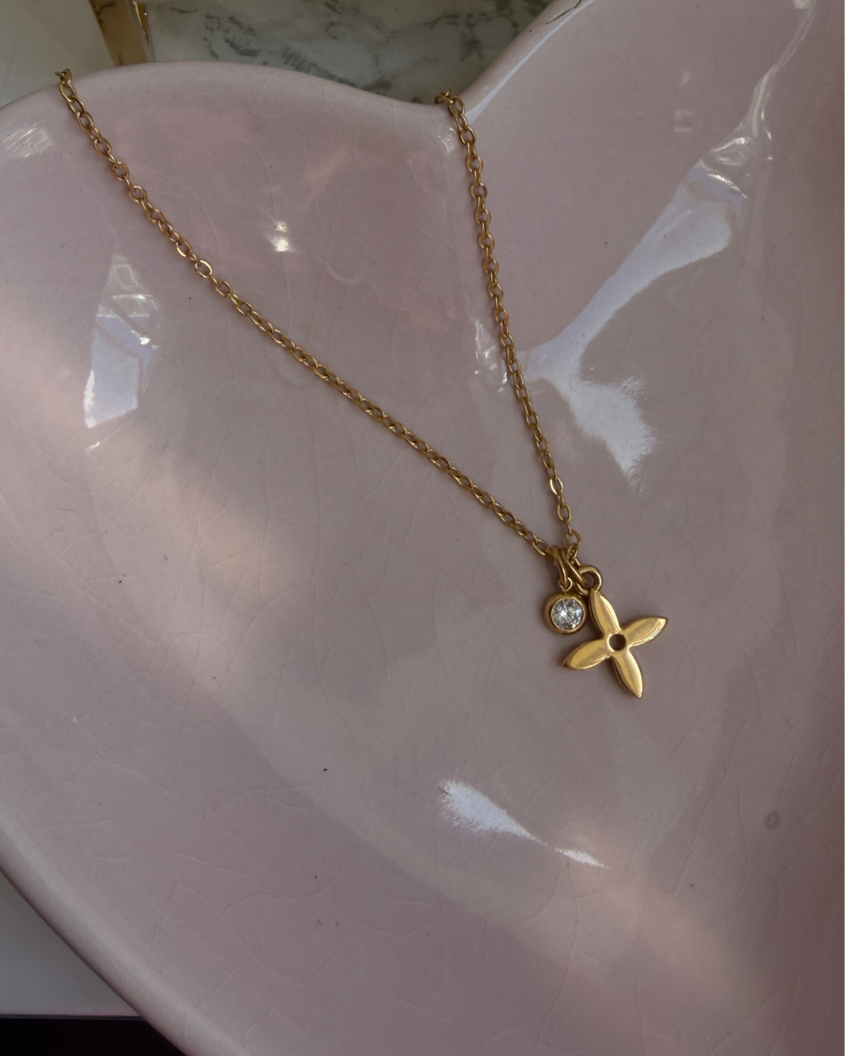 Authentic Louis Vuitton Flower Pendant- Necklace Rhinestone
