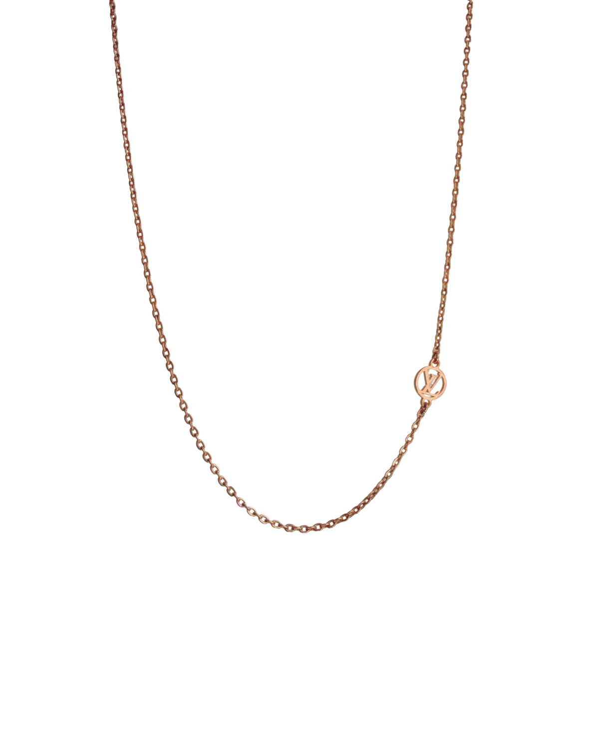 Authentic Louis Vuitton Nanogram Pendant - Reworked Rose Gold Assymetric Necklace