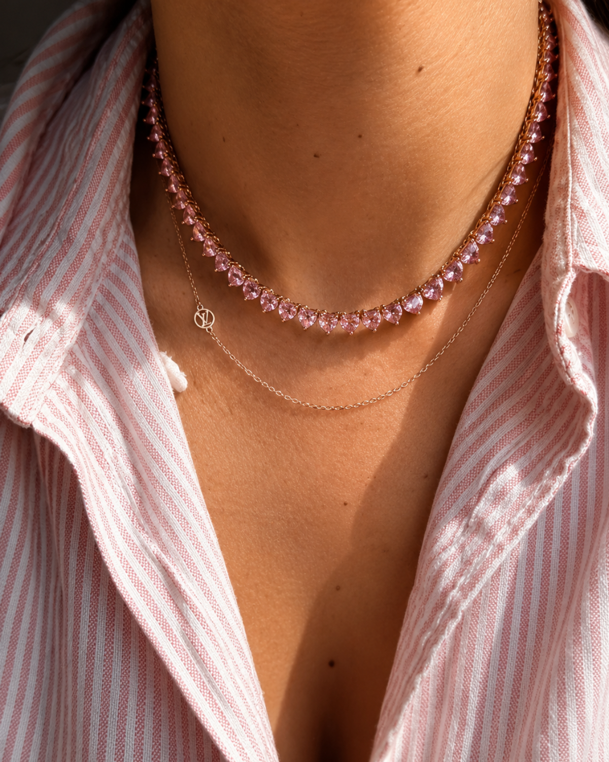 Authentic Louis Vuitton Nanogram Pendant - Reworked Rose Gold Assymetric Necklace