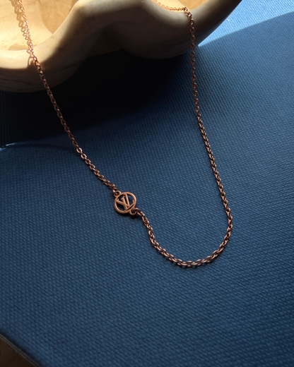 Authentic Louis Vuitton Nanogram Pendant - Reworked Rose Gold Assymetric Necklace