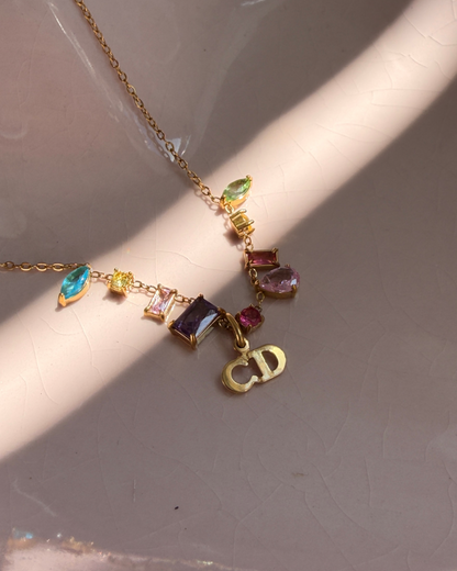Authentic Mini Cd Dior Vintage Pendant - Necklace Stones
