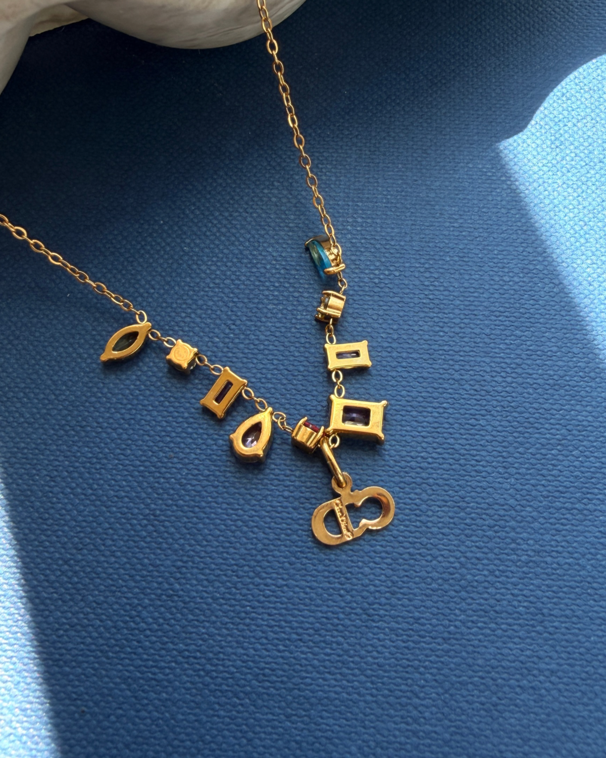 Authentic Mini Cd Dior Vintage Pendant - Necklace Stones