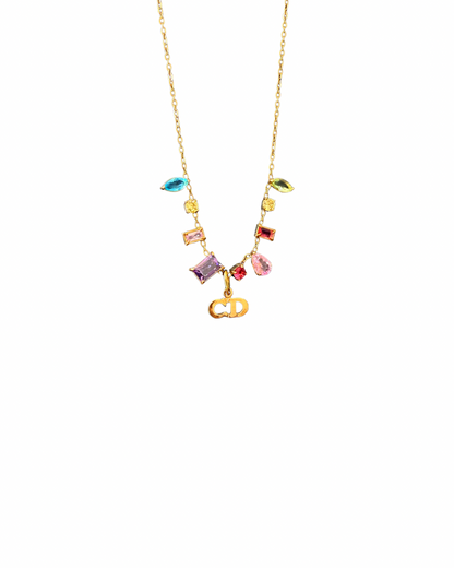 Authentic Mini Cd Dior Vintage Pendant - Necklace Stones