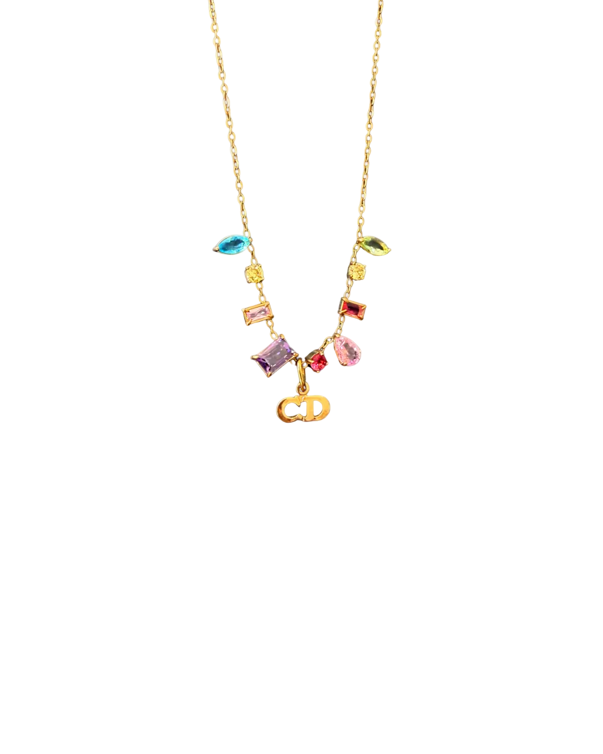 Authentic Mini Cd Dior Vintage Pendant - Necklace Stones