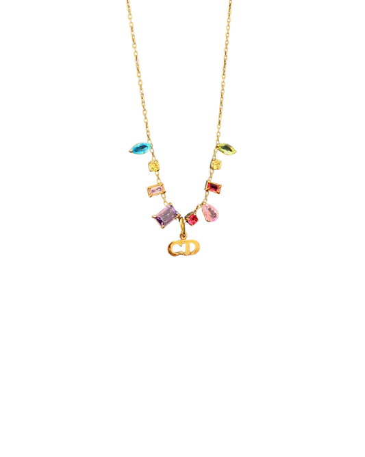Authentic Mini Cd Dior Vintage Pendant - Necklace Stones