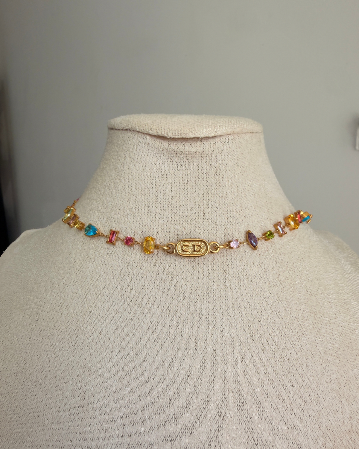 Authentic Cd Oval Dior pendant- Reworked Choker Stones