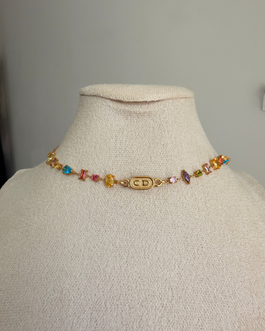 Authentic Cd Oval Dior pendant- Reworked Choker Stones