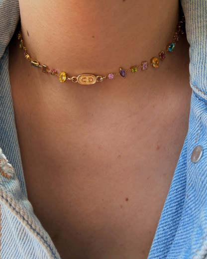 Authentic Cd Oval Dior pendant- Reworked Choker Stones