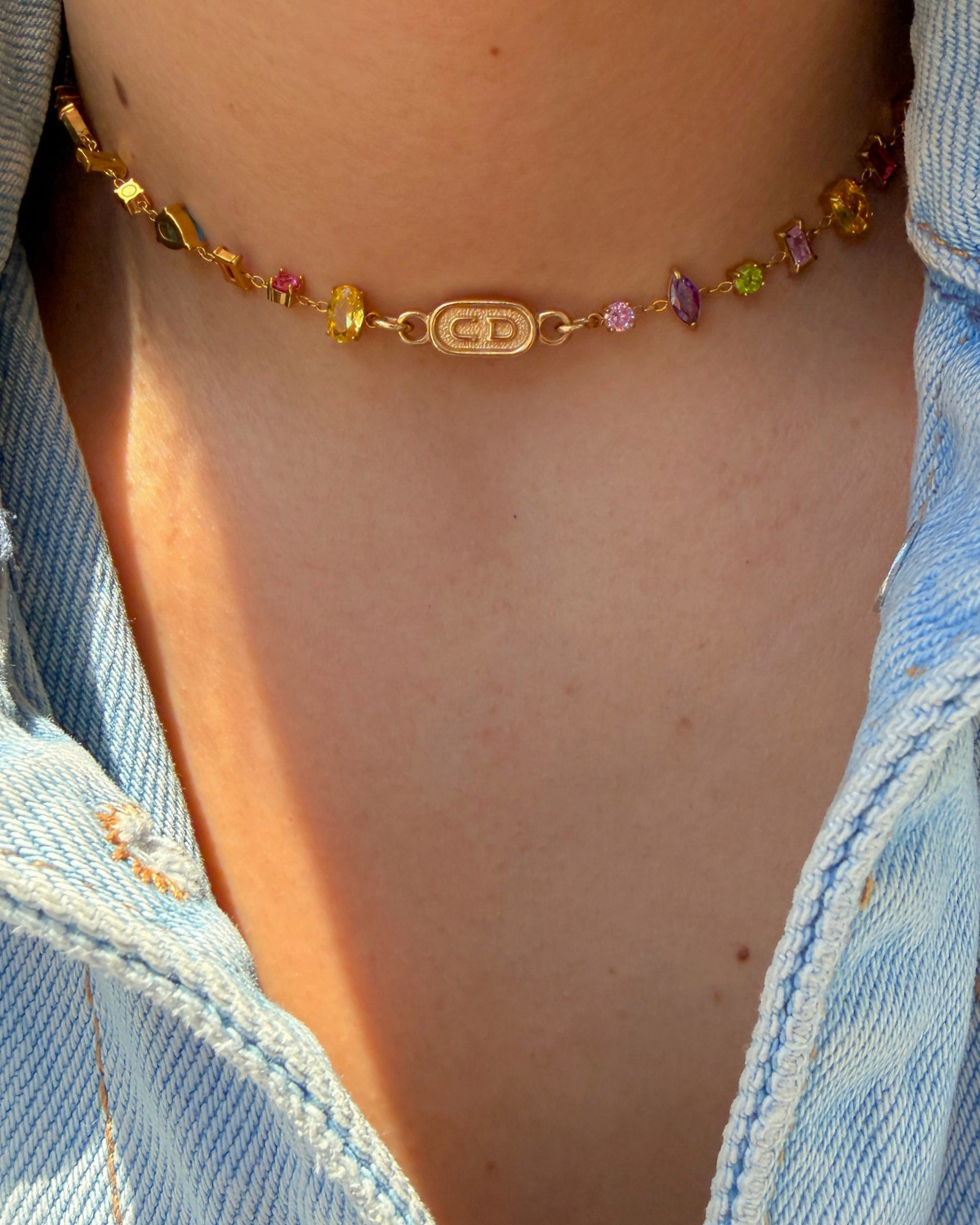 Authentic Cd Oval Dior pendant- Reworked Choker Stones