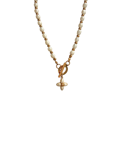 Authentic Louis Vuitton Floragram Pendant- Reworked Natural Pearls Necklace