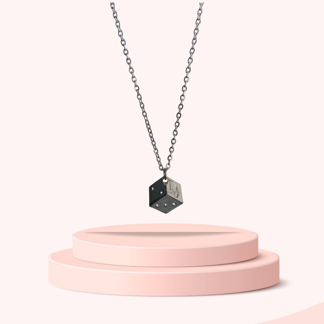 Mini Authentic Dior Dice Rhinestone Logo Pendant- Reworked Necklace