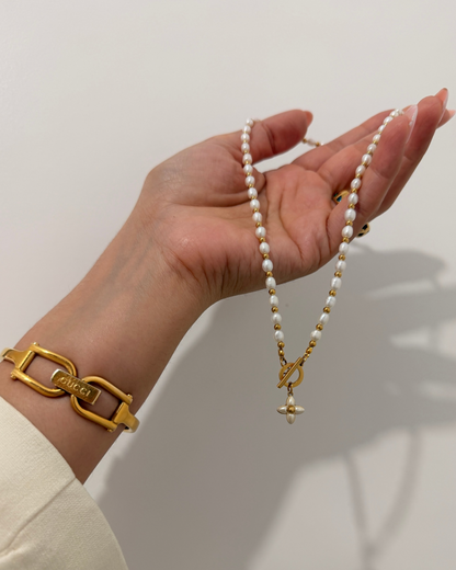 Authentic Louis Vuitton Floragram Pendant- Reworked Natural Pearls Necklace