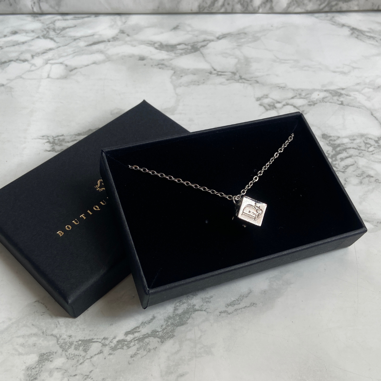 Mini Authentic Dior Dice Rhinestone Logo Pendant- Reworked Necklace