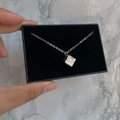 Mini Authentic Dior Dice Rhinestone Logo Pendant- Reworked Necklace