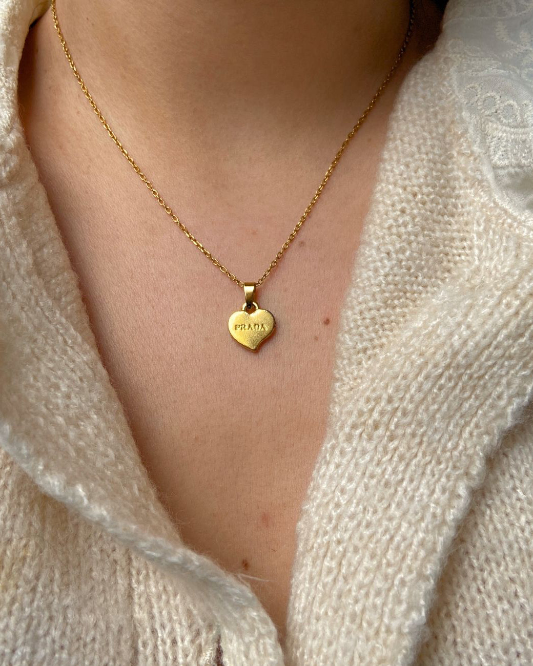 Authentic Prada Heart Charm - Repurposed Necklace