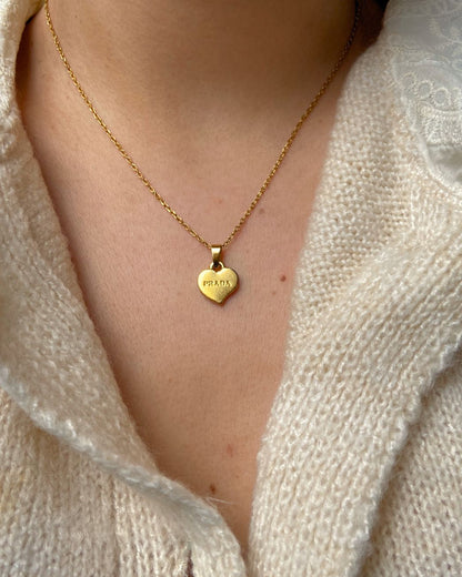 Authentic Prada Heart Charm - Repurposed Necklace