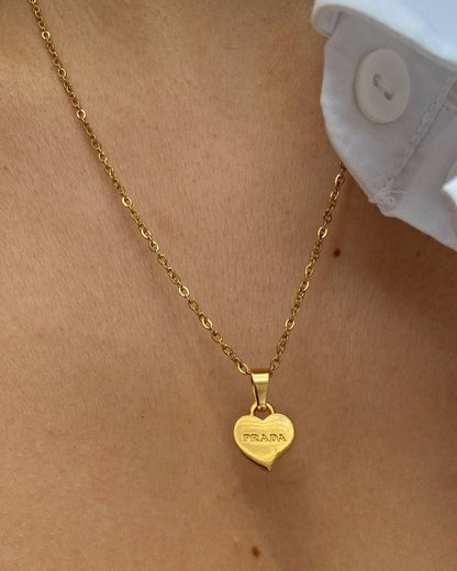 Authentic Prada Heart Charm - Repurposed Necklace