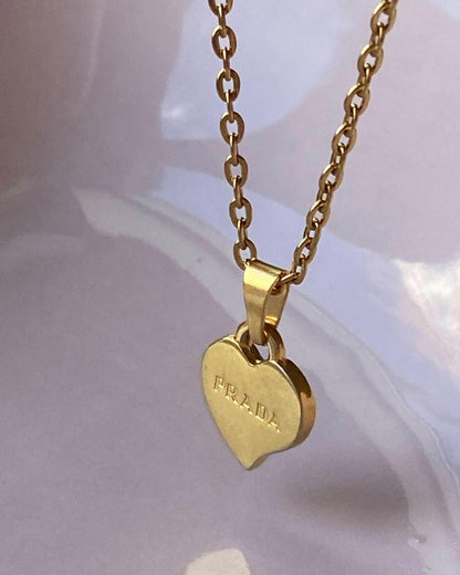 Authentic Prada Heart Charm - Repurposed Necklace