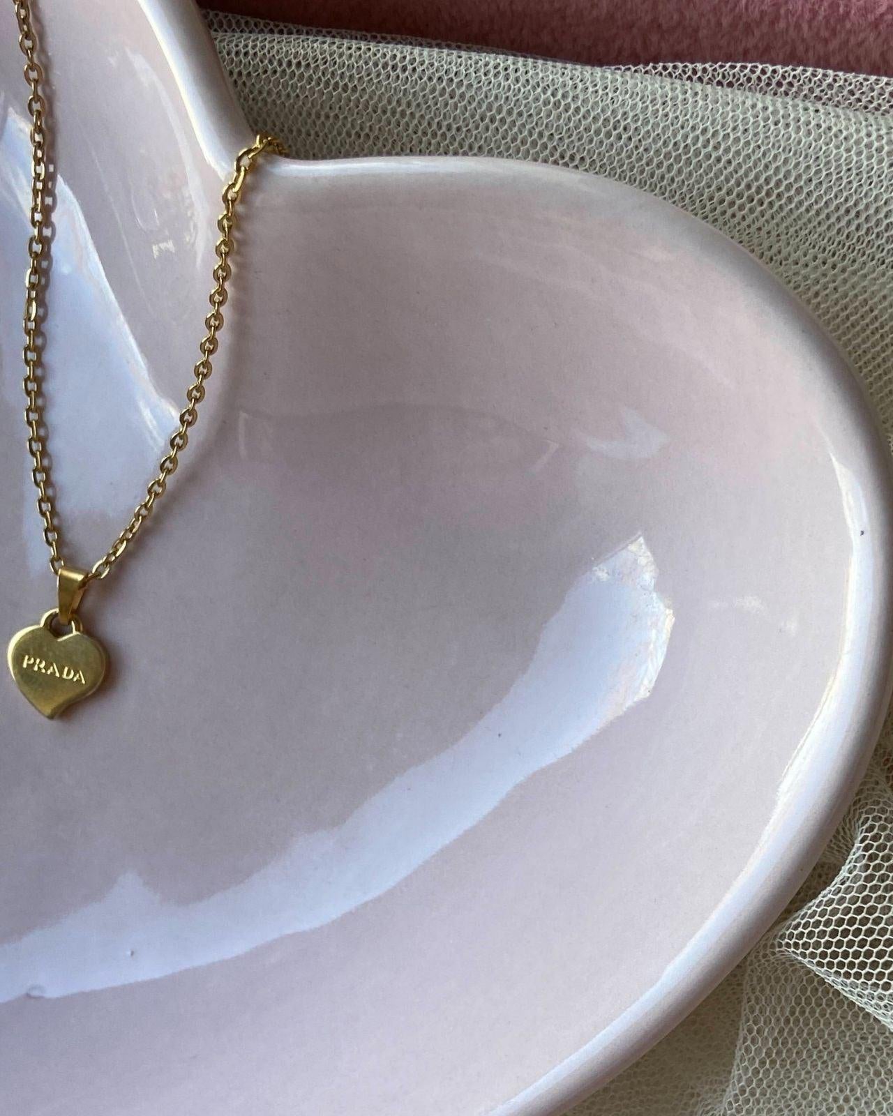 Authentic Prada Heart Charm - Repurposed Necklace