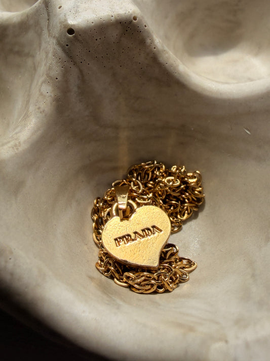Authentic Prada Heart Charm - Repurposed Necklace