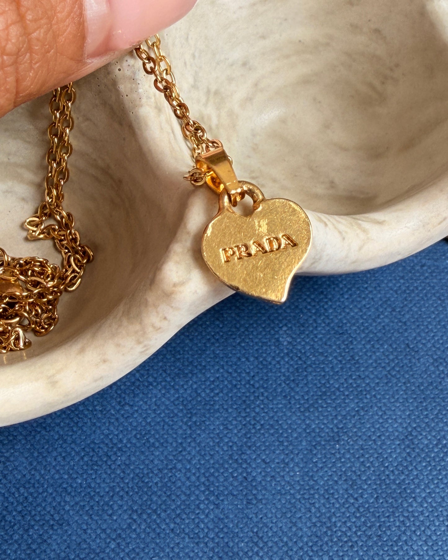 Authentic Prada Heart Charm - Repurposed Necklace