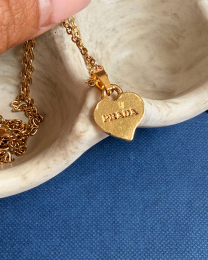 Authentic Prada Heart Charm - Repurposed Necklace