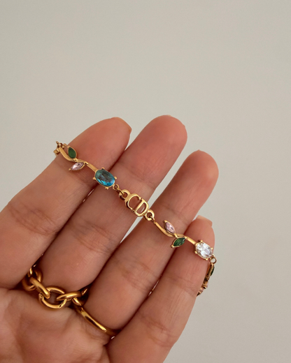 Authentic Dior CD Initials Pendant- Reworked Fleur Bracelet
