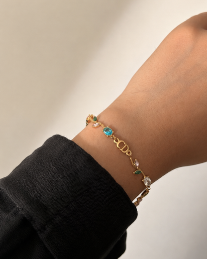 Authentic Dior CD Initials Pendant- Reworked Fleur Bracelet