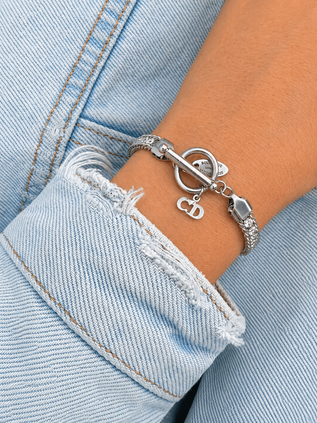 Authentic Dior CD clasp Pendant- Reworked Bracelet