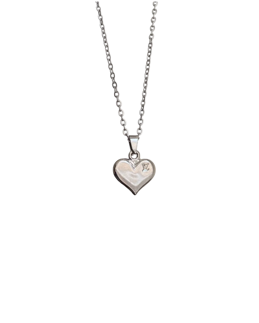 Authentic Louis Vuitton Heart Silver Pendant- Reworked Necklace