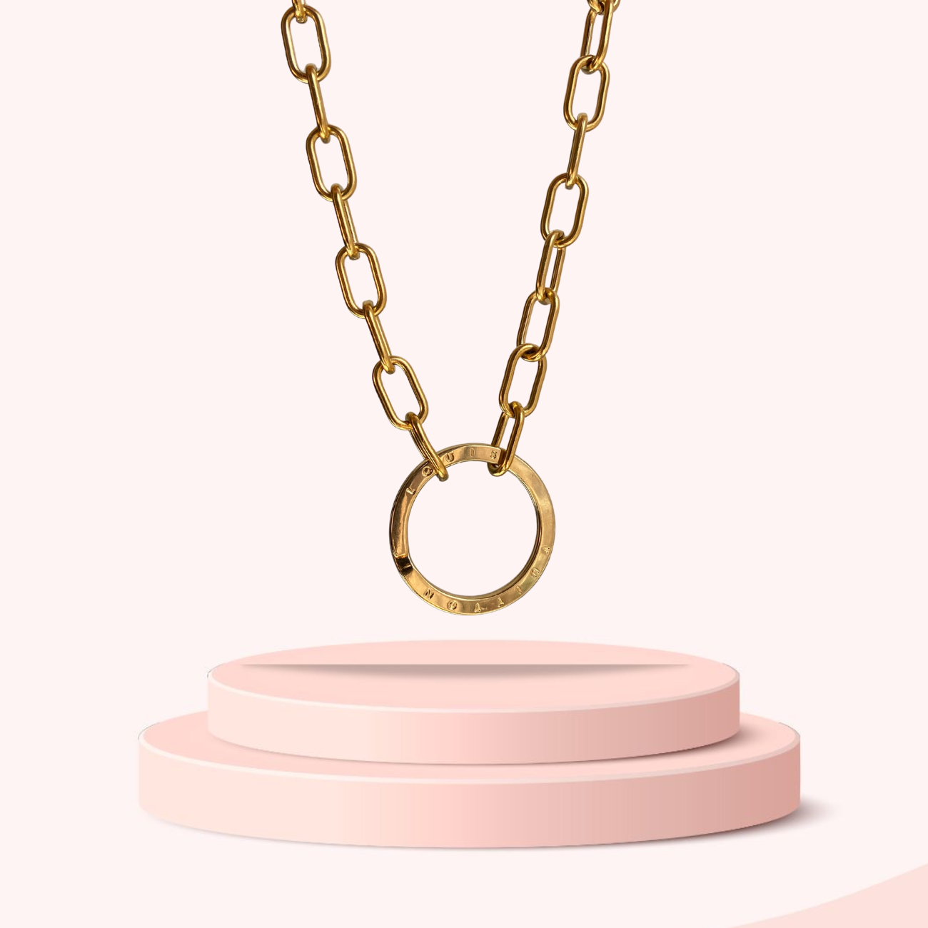 Authentic Louis Vuitton Rounded Logo Clasp- Reworked Necklace
